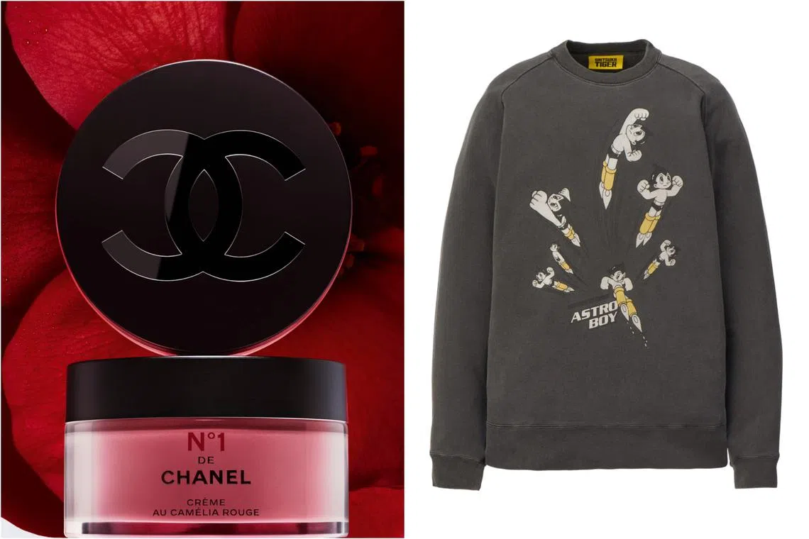 Chanel's red camellia cream and a sweat top from Onitsuka Tiger's second Astro Boy collaboration. 
