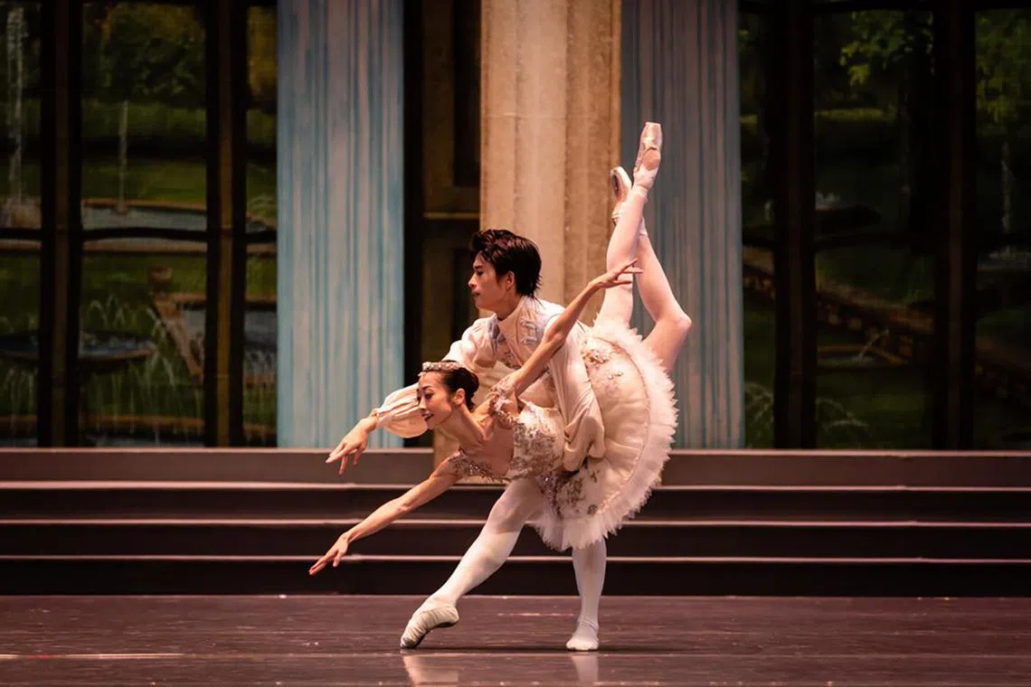 Dancer Chihiro Uchida played the role of Aurora, with Kenya Nakamura as Prince Florimund, in Sleeping Beauty, performed at the Esplanade Theatre in December 2018.
