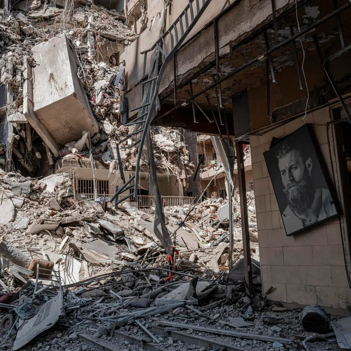 A wrecked barbershop amid buildings destroyed in recent Israeli strikes in Tyre, Lebanon on May 29, 2026. 