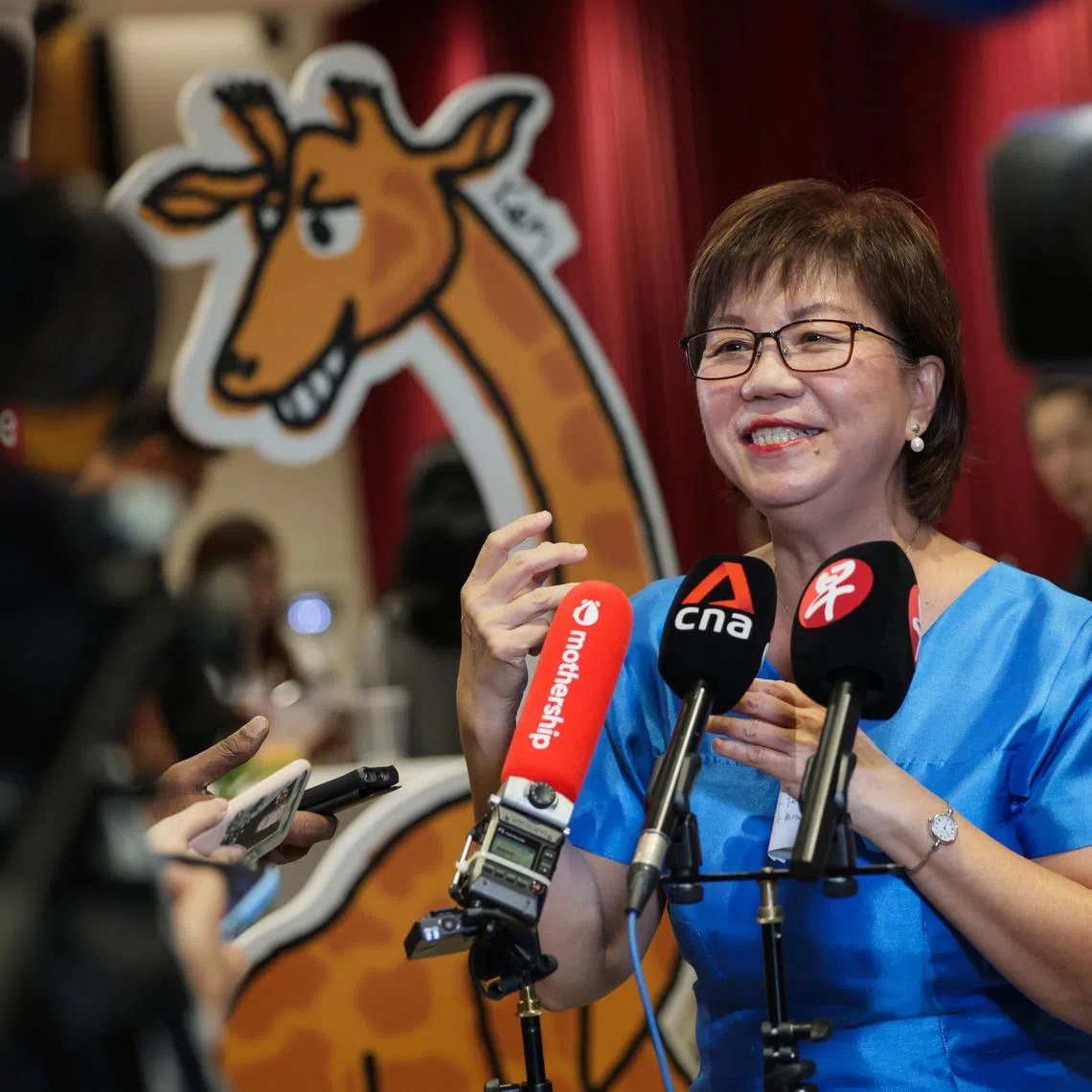 Ms Denise Phua, Mayor of Central Singapore District, speaking to the media on taking doing good to greater heights with the latest GiraffeSG Initiative.