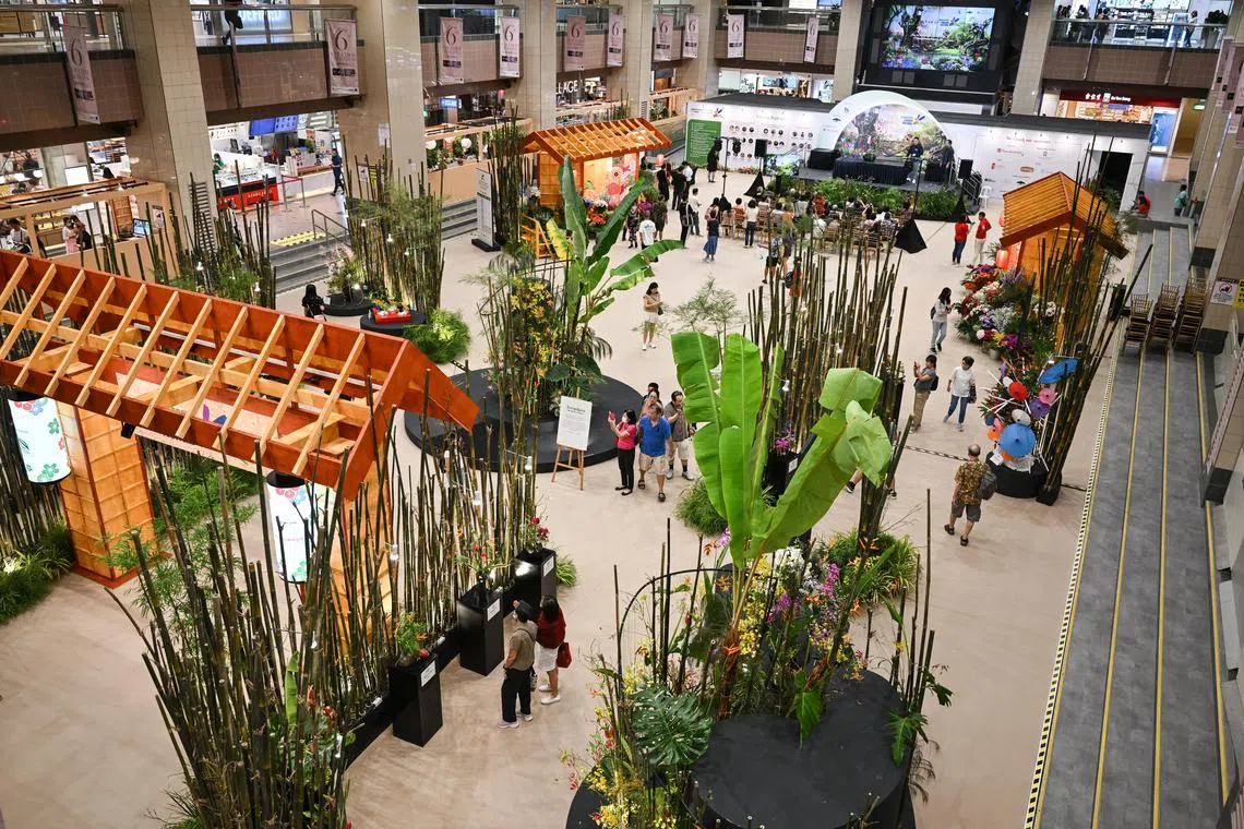 The Singapore Garden Festival Prelude event began on March 14, featuring flowers from an Ikebana Showcase as well as heritage orchids at Takashimaya Shopping Centre.
