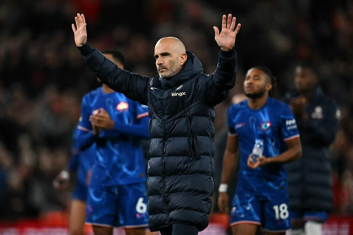 Chelsea manager Enzo Maresca during the 2-1 Premier League loss to Liverpool at Anfield.