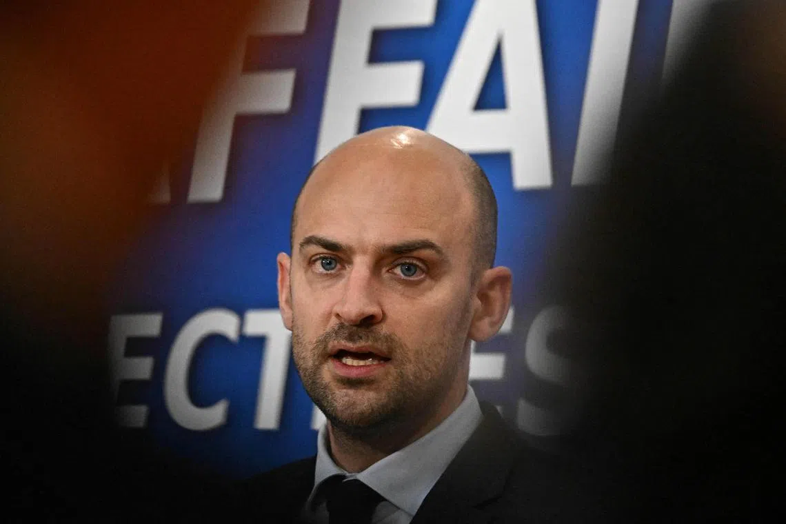 French Foreign Minister Jean-Noel Barrot attends the Forum d’affaires franco-chinois in Shanghai, China March 28, 2025.    Pedro Pardo/Pool via REUTERS