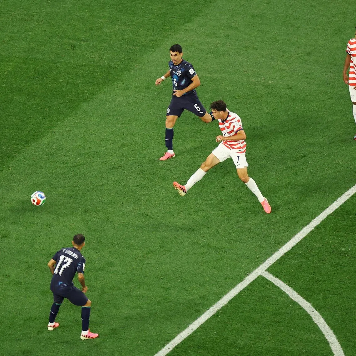 Soccer Football - FIFA World Cup 2026 - Group D - United States v Paraguay - Los Angeles Stadium, Inglewood, California, U.S. - June 12, 2026 Giovanni Reyna of the U.S. scores their fourth goal REUTERS/Daniel Cole