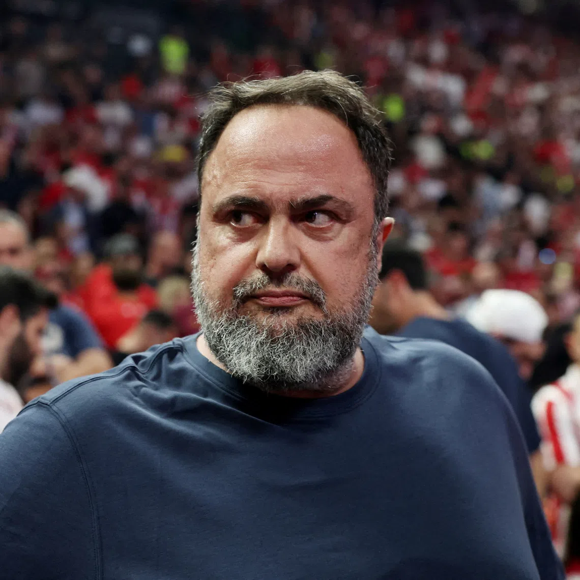 FILE PHOTO: Basketball - Euroleague - Final - Olympiacos v Real Madrid - Telekom Center, Athens, Greece - May 24, 2026 Olympiacos and Nottingham Forest owner Evangelos Marinakis inside the stadium before the match REUTERS/Louisa Gouliamaki/File Photo