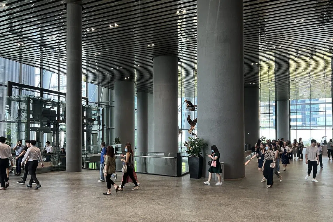 Generic photograph of office workers at the Marina One complex. 11 October 2022.