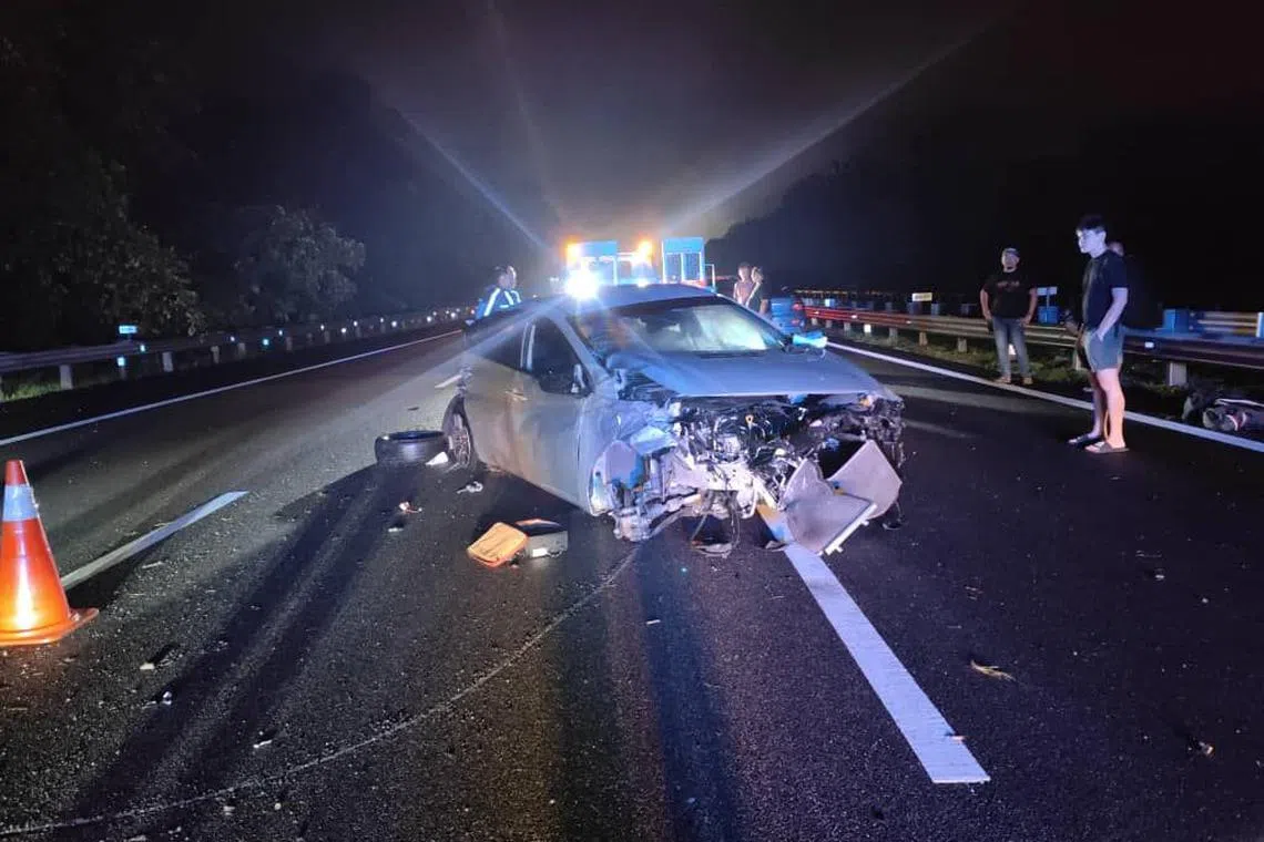 A 25-year-old Singaporean woman was killed after the car she was travelling in skidded and rammed into a guardrail along KM208 of Malaysia's North-South Expressway.