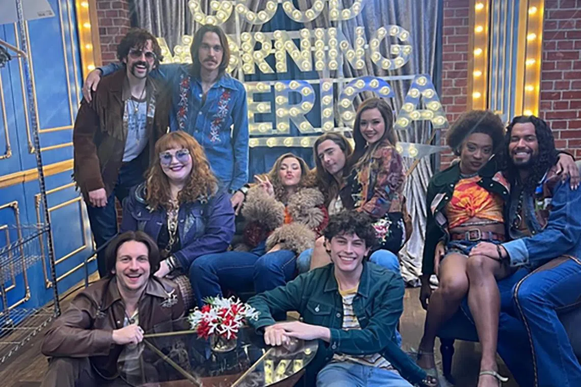 The cast of Almost Famous. The musical began previews on Oct 3 and opened on Nov 3.