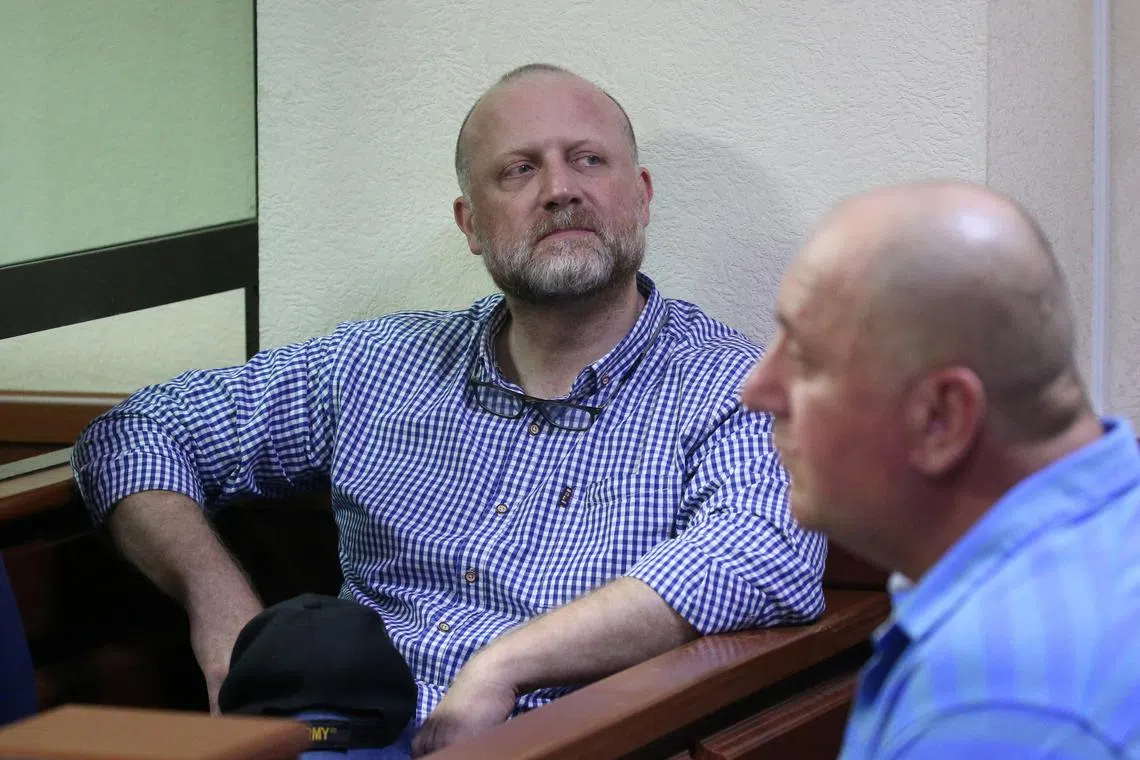 FILE PHOTO: Zurab Japaridze, one of the leaders of the Coalition for Change opposition party, accused of failing to fulfil the demands of the Georgian parliament's temporary investigative commission probing the activities of the 2003-2012 government and its officials, attends a court hearing in Tbilisi, Georgia May 22, 2025. REUTERS/Irakli Gedenidze/Pool/ File Photo
