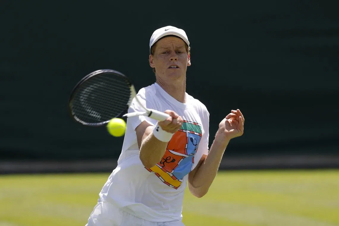 Tennis - Wimbledon Preview - All England Lawn Tennis and Croquet Club, London, Britain - June 27, 2025   Italy's Jannik Sinner during practice REUTERS/Andrew Couldridge