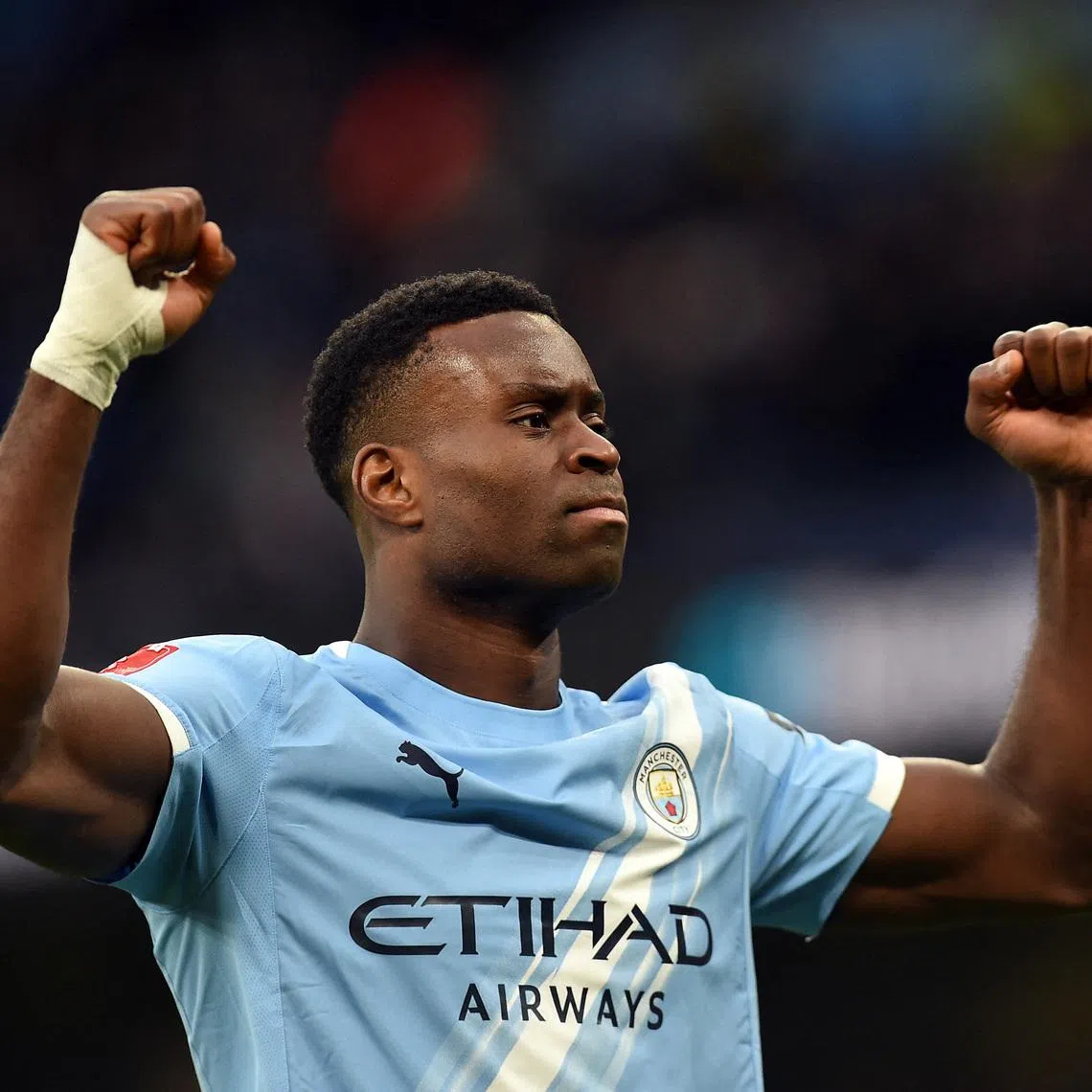 Soccer Football -  FA Cup - Fourth Round - Manchester City v Salford City - Etihad Stadium, Manchester, Britain - February 14, 2026 Manchester City's Marc Guehi celebrates scoring their second goal REUTERS/Peter Powell