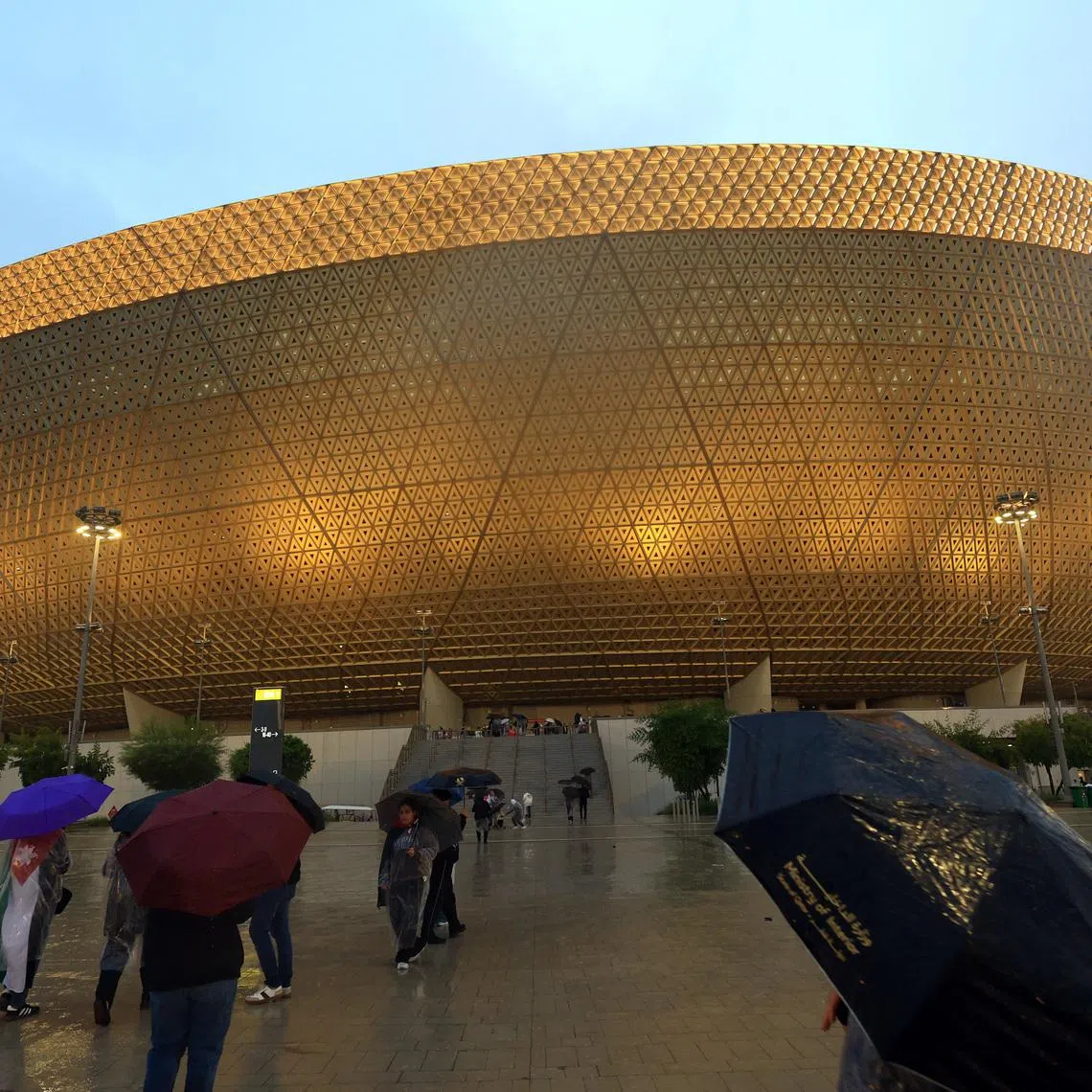 Soccer Football - FIFA Arab Cup - Qatar 2025 - Final - Jordan v Morocco - Lusail Stadium, Lusail, Qatar - December 18, 2025 General view of rainfall outside the stadium before the match REUTERS/Thaier Al-Sudani