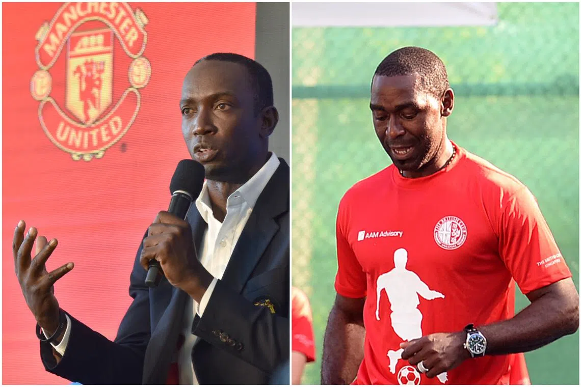 Former Manchester United strikers Dwight Yorke (left) and Andy Cole will be in Singapore as part of a three-week celebration of Manchester United fandom.
