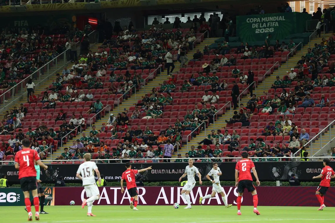 Soccer Football - FIFA World Cup 2026 - Group A - South Korea v Czech Republic - Estadio Guadalajara, Guadalajara, Mexico - June 11, 2026 Empty seats are seen in the stands during the match REUTERS/Paul Childs