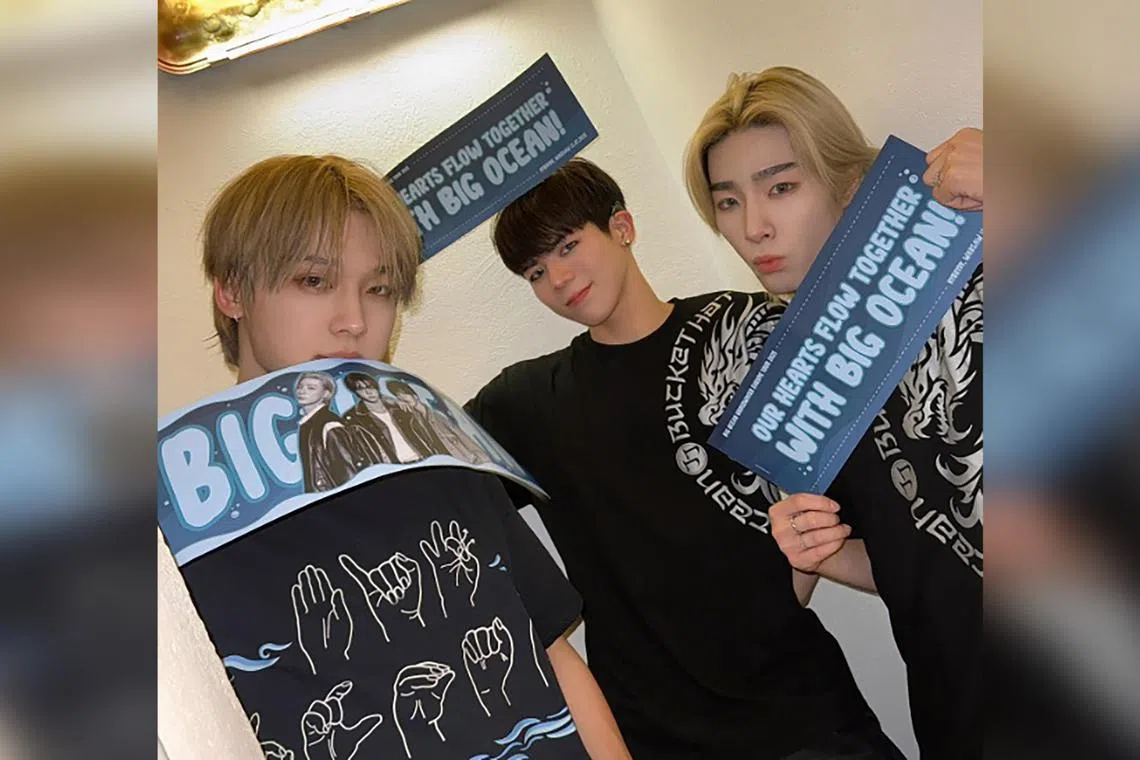K-pop boy band Big Ocean comprise (from left) Park Hyun-jin, Lee Chan-yeon and Kim Ji-seok.