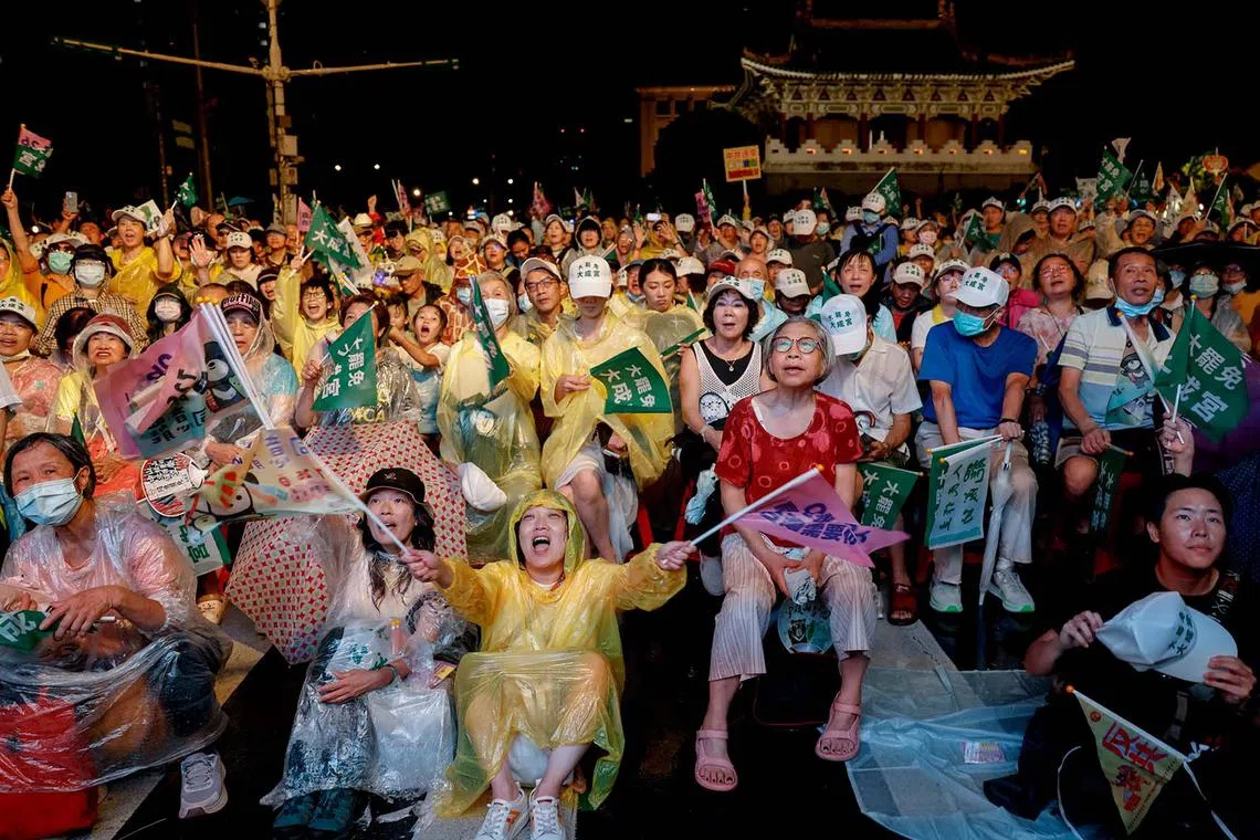 Supporters of the recall vote movement gathering in Taipei, Taiwan, July 24, 2025. 