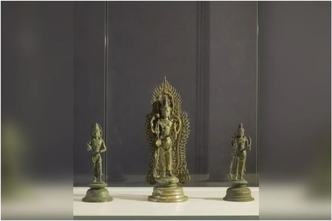 The sculptures will remain on display in Australia for up to three years while the Cambodian government prepares their new home.