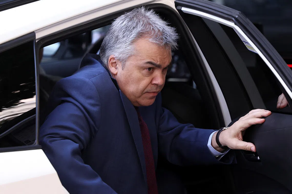 Former Spanish Socialist lawmaker Santos Cerdan arrives to testify before a Supreme Court investigating judge in an alleged corruption case affecting the ruling Socialist Party in Madrid, Spain, June 30, 2025. REUTERS/Juan Medina