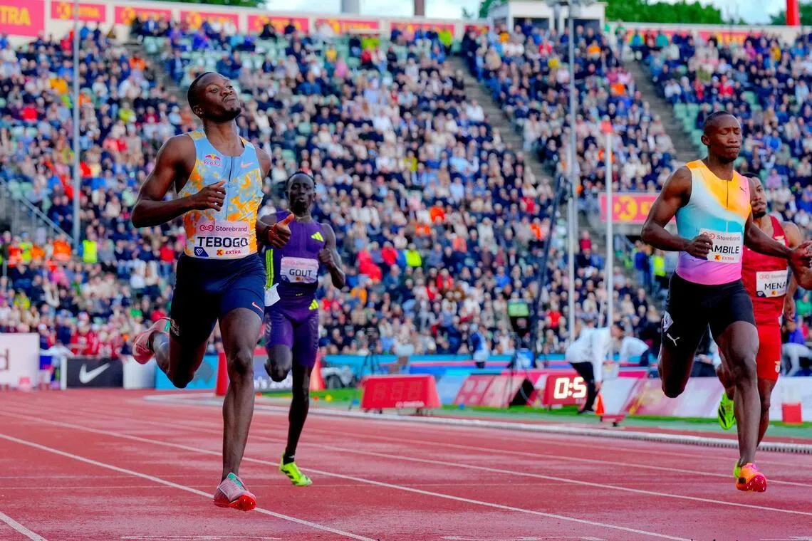 Botswana's Letsile Tebogo in action during the men's 200m at the Diamond League meet in Oslo.