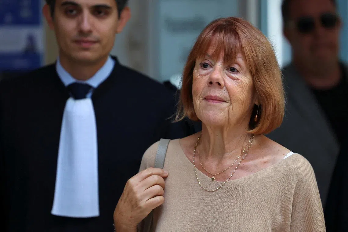 Gisele Pelicot who has allegedly been drugged and raped by men solicited by her husband Dominique Pelicot, at the courthouse in Avignon, France, Sept 11, 2024. 