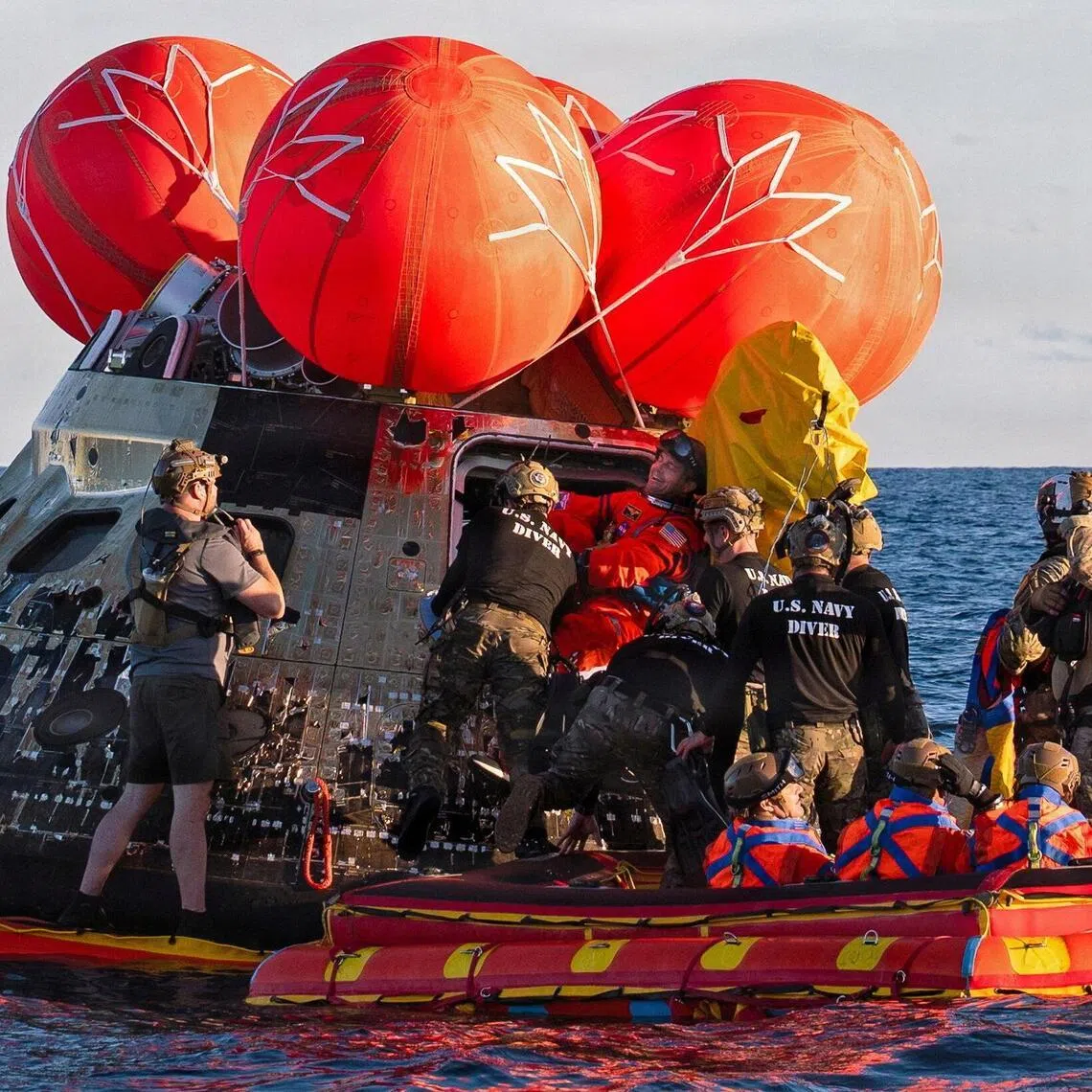 The four Artemis II astronauts splashed down in the Pacific Ocean April 10, capping a nearly 10-day test flight in which their gumdrop-shaped Orion capsule sailed around the moon’s far side.