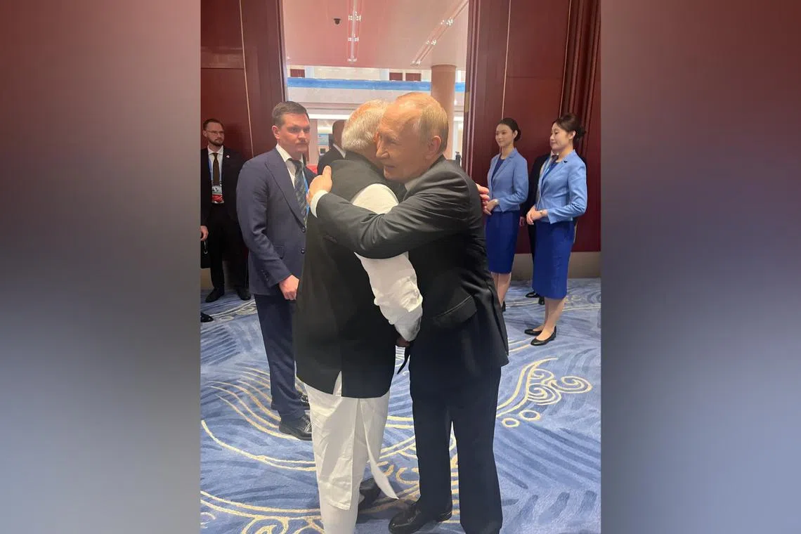 Indian Prime Minister Narendra Modi (left) and Russian President Vladimir Putin meet at a time when their relationship is under global scrutiny.