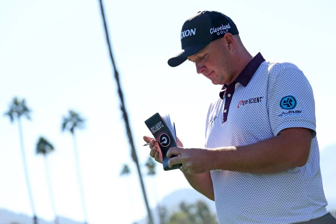 Leader Sepp Straka of Austria walking from the 16th tee during the third round of The American Express 2025 at La Quinta Country Club on Jan 18 in La Quinta, California. 