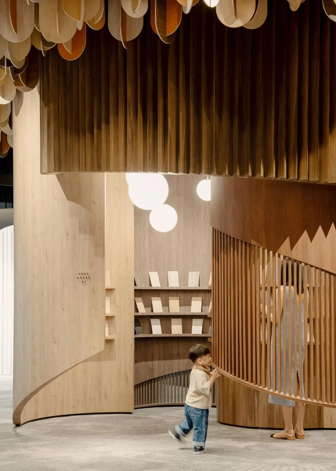In EDL Gallery’s The Canopy space, visitors can study laminate samples under different lighting.