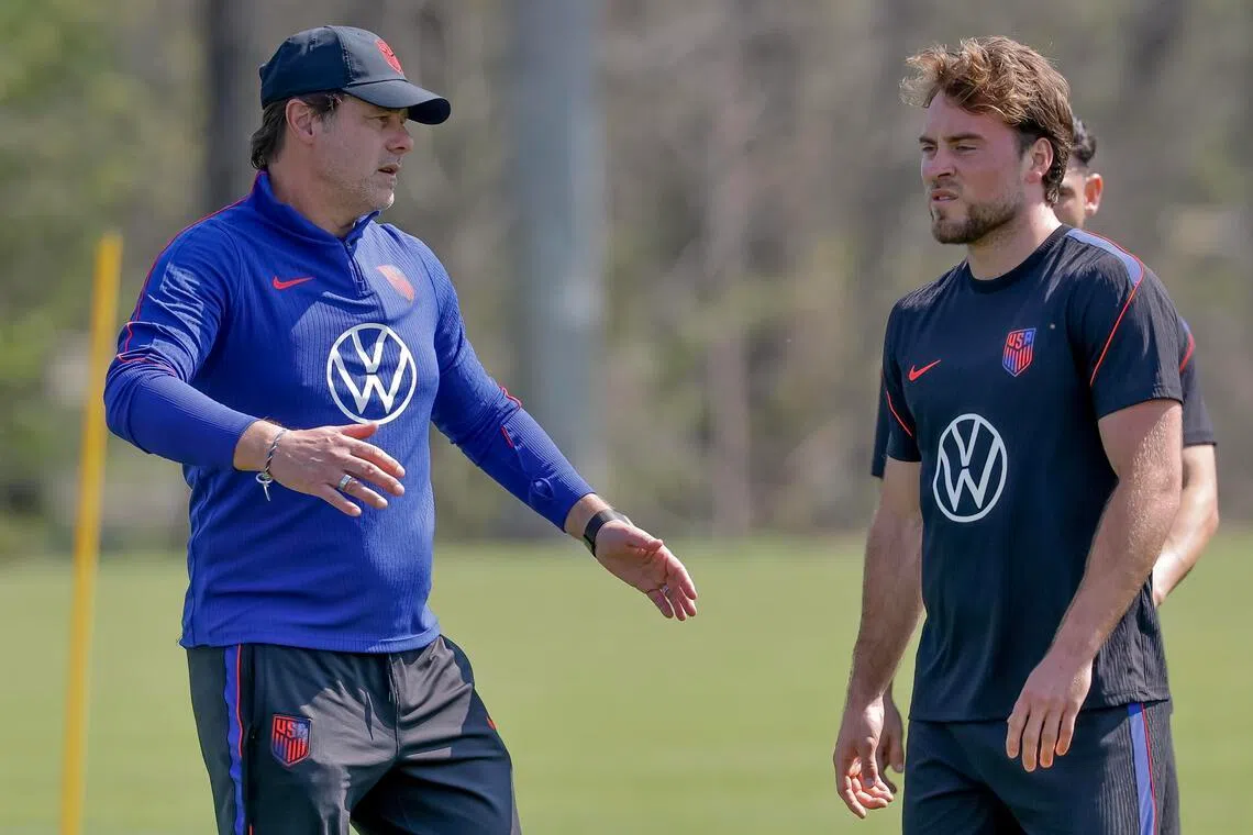 USA coach Mauricio Pochettino leads a training session with the team in Marietta, Georgia.