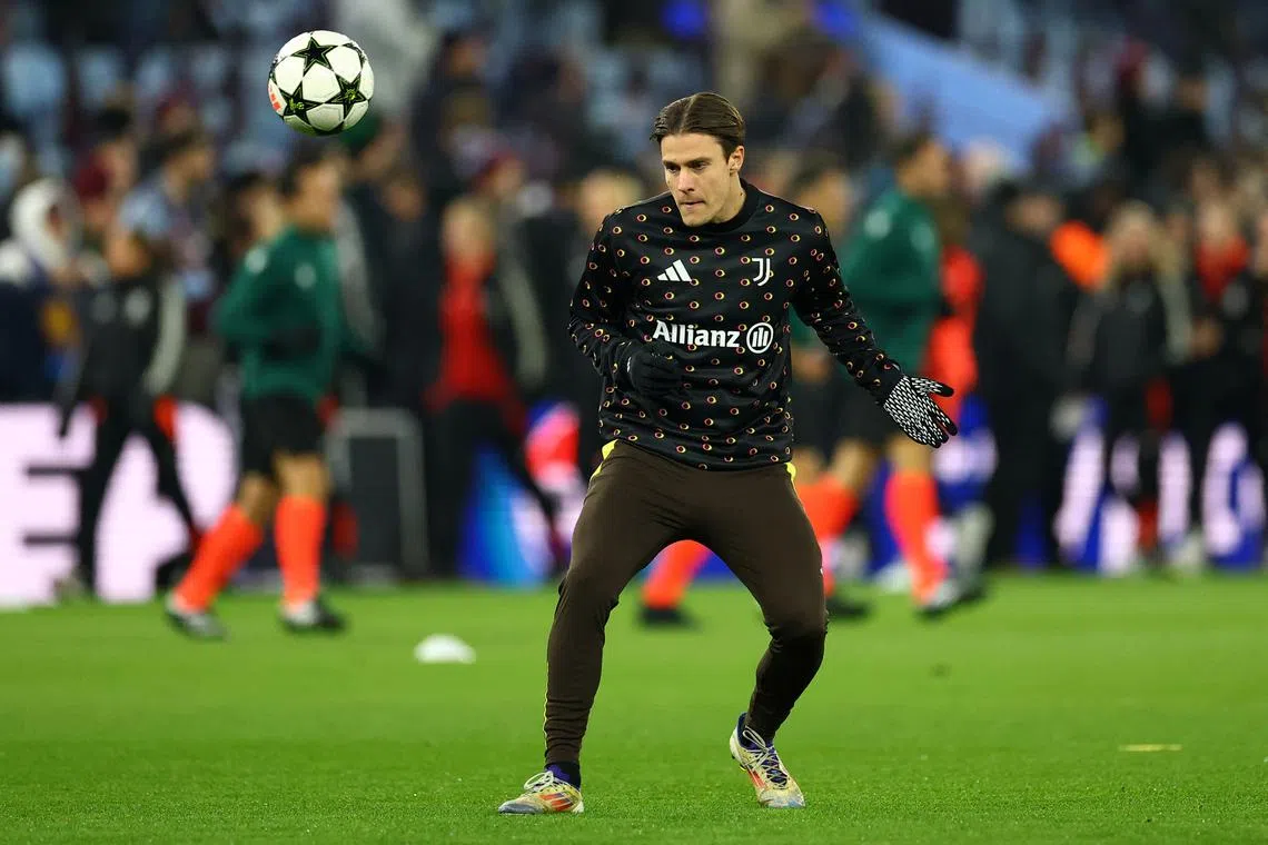 FILE PHOTO: Soccer Football - Champions League - Aston Villa v Juventus - Villa Park, Birmingham, Britain - November 27, 2024 Juventus' Nicolo Fagioli during the warm up before the match Action Images via Reuters/Andrew Boyers/File Photo