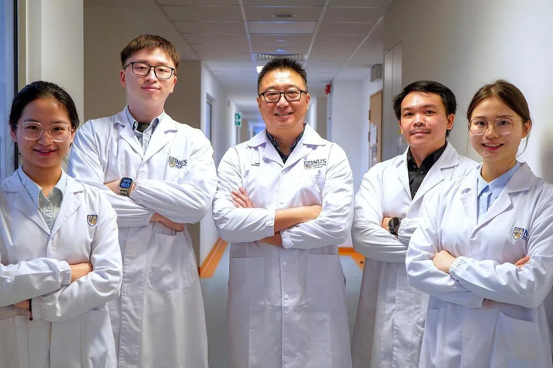 Associate Professor David Leong (centre) and his team from the National University of Singapore extracted and transplanted the plant machinery responsible for photosynthesis into the eye’s corneal cells via eye drops to treat dry eye disease.