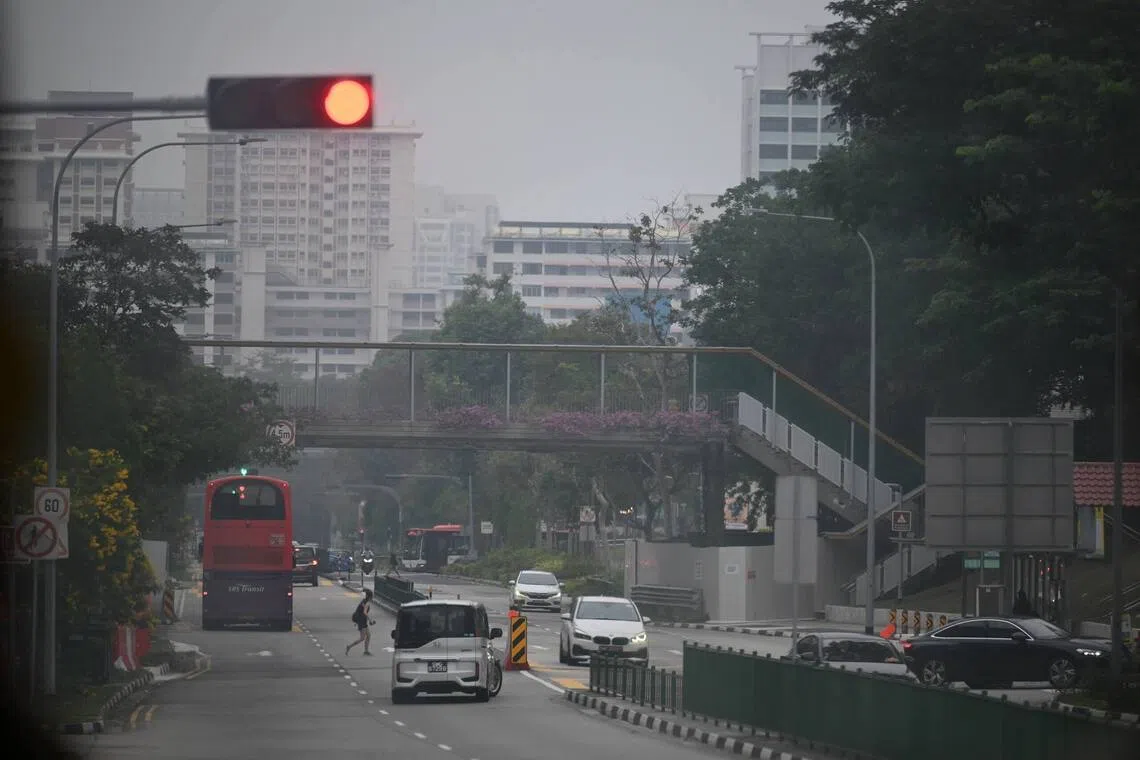 Hazy conditions seen from Bedok at 8am on Sept 27.