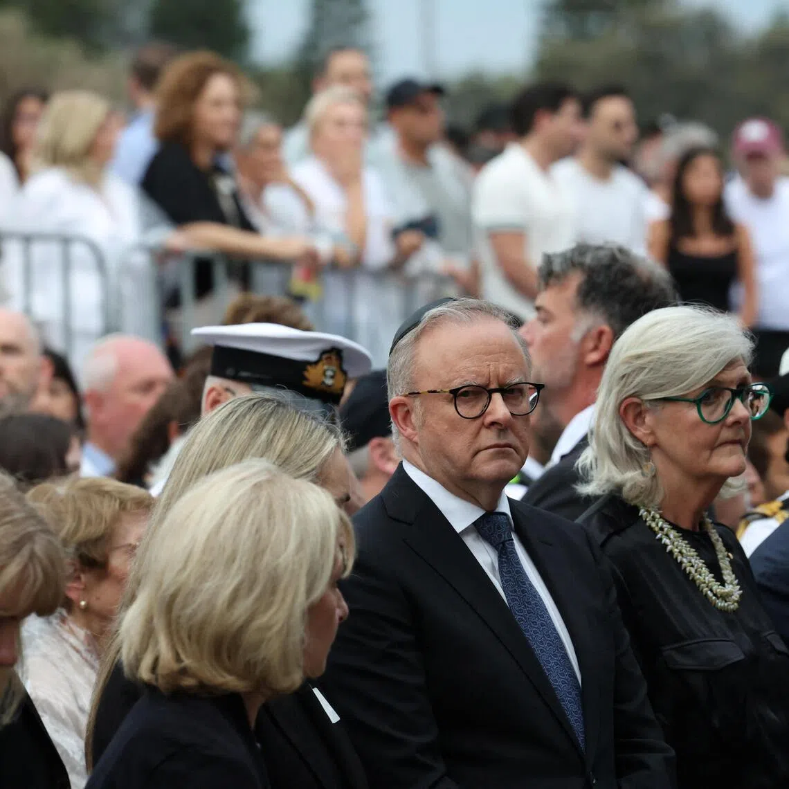 Australian Prime Minister Anthony Albanese attending a Dec 21 vigil honouring victims and survivors of the Bondi shooting.
