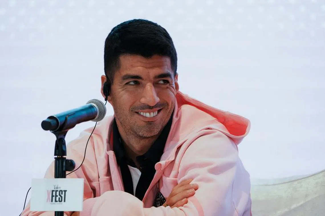 Inter Miami's player Luis Suarez attends a press conference before the soccer club's friendly match against the Hong Kong team, in Hong Kong, China February 2, 2024. REUTERS/Lam Yik/File Photo