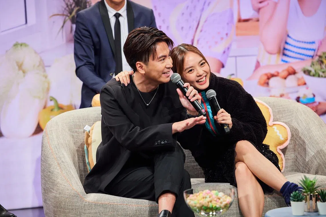 Xu Bin (left) and Chantalle Ng at a press conference for their new drama Love At First Bite.

