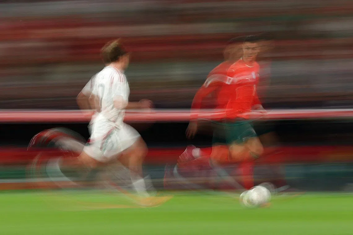 Portugal's Cristiano Ronaldo in action during the FIFA World Cup, UEFA Qualifiers soccer match between Portugal and Hungary, held in Estadio Jose Alvalade, Lisbon, Portugal, on Oct 14, 2025.