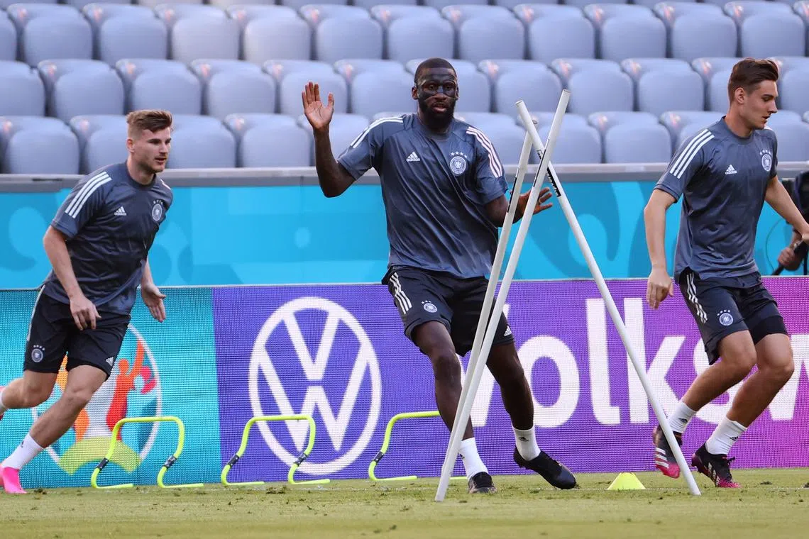 Soccer Football - Euro 2020 - Germany Training - Football Arena Munich, Munich, Germany - June 14, 2021 Germany's Antonio Ruediger during training REUTERS/Kai Pfaffenbach/File Photo