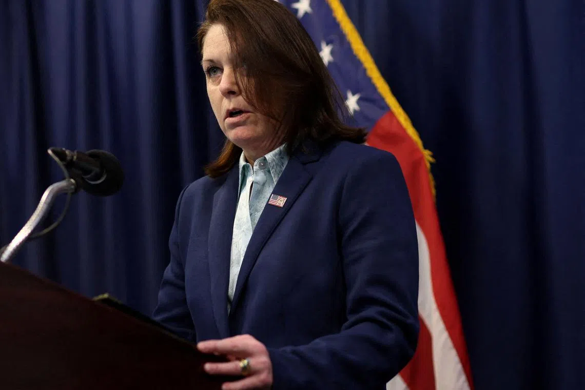 FILE PHOTO: U.S. Secret Service Director Kimberly Cheatle speaks during a news conference to review a U.S. Secret Service National Threat Assessment Center (NTAC) report on \"mass attacks in public spaces?, which examines targeted violence from 2016-2020 at the National Press Club in Washington, U.S., January 24, 2023. REUTERS/Leah Millis/File Photo