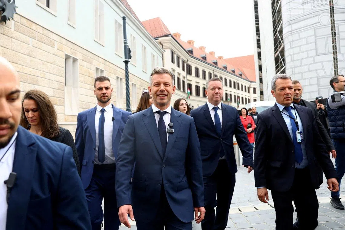 FILE PHOTO: Hungarian Prime Minister Peter Magyar walks as he opens former Prime Minister Viktor Orban's offices to the public in Budapest, Hungary, May 16, 2026. REUTERS/Bernadett Szabo/File Photo