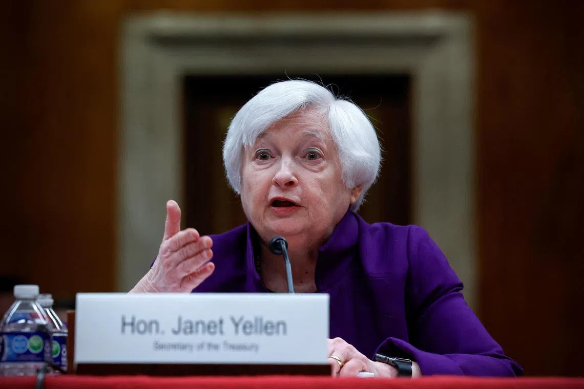 US Treasury Secretary Janet Yellen testifies before a Senate subcommittee in Washington, on March 22, 2023.