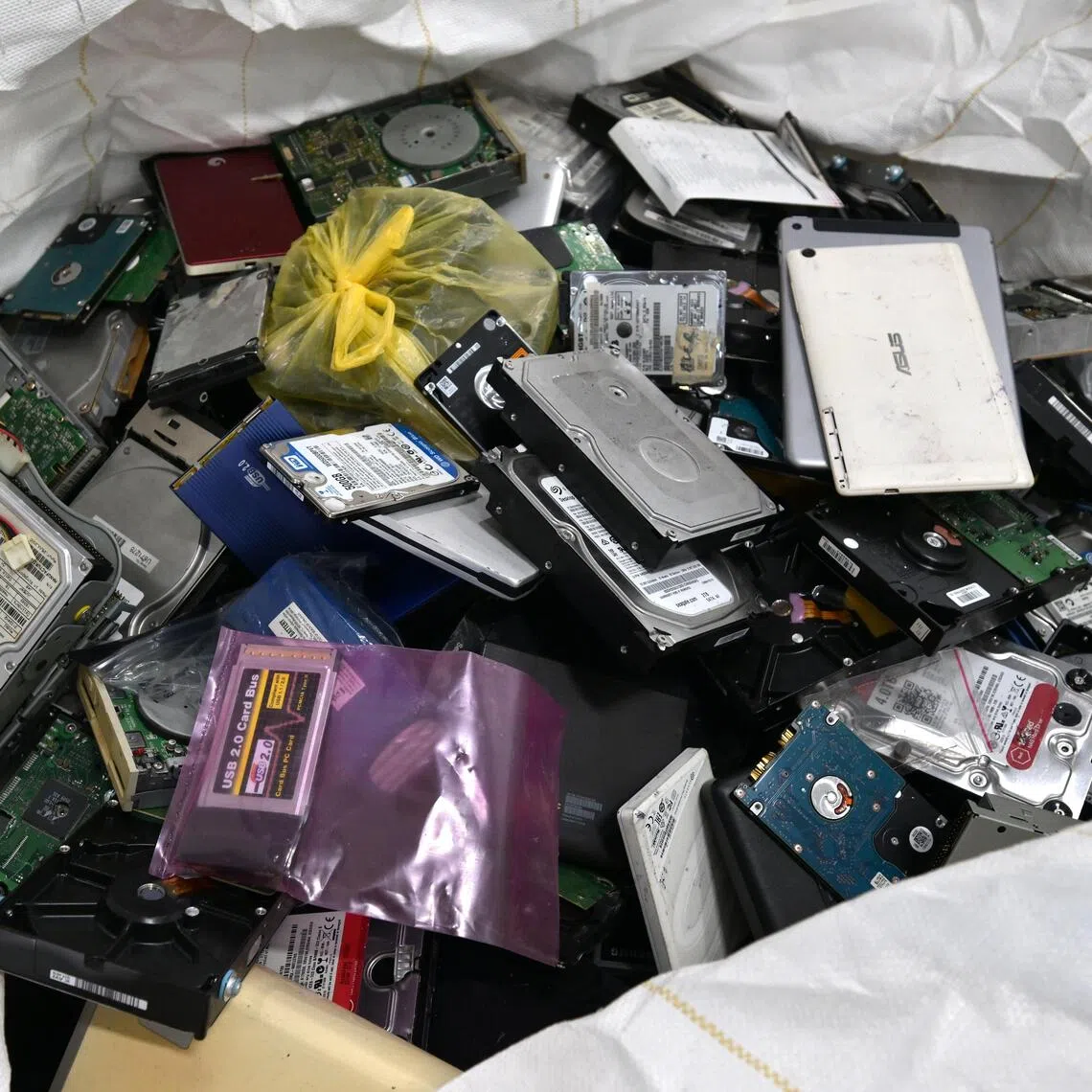 Collected e-waste are sent to Alba E-Waste Smart Recycling's warehouse in Tuas.