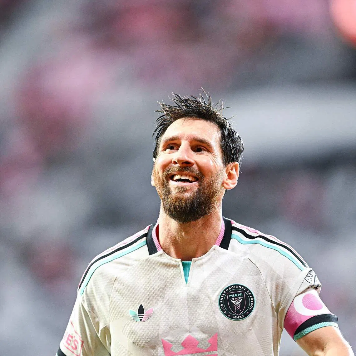 Inter Miami’s Argentine forward Lionel Messi reacts after missing a chance to score during a Major League Soccer match on Sept 12 between Inter Miami and Nashville in Miami, Florida.