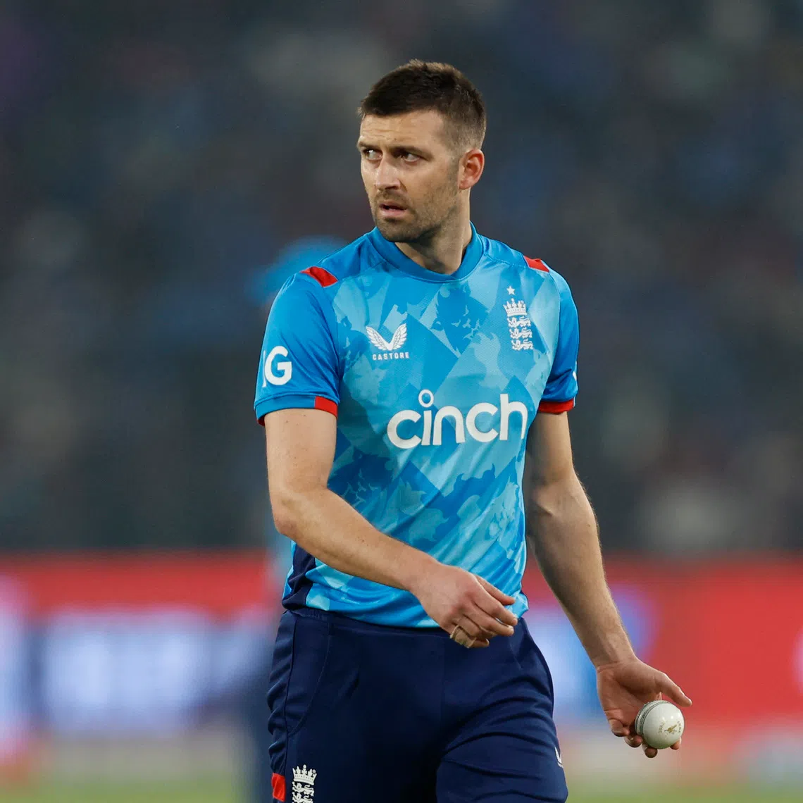 Cricket - Second One Day International - India v England - Barabati Stadium, Cuttack, India - February 9, 2025 England's Mark Wood looks on REUTERS/Sahiba Chawdhary