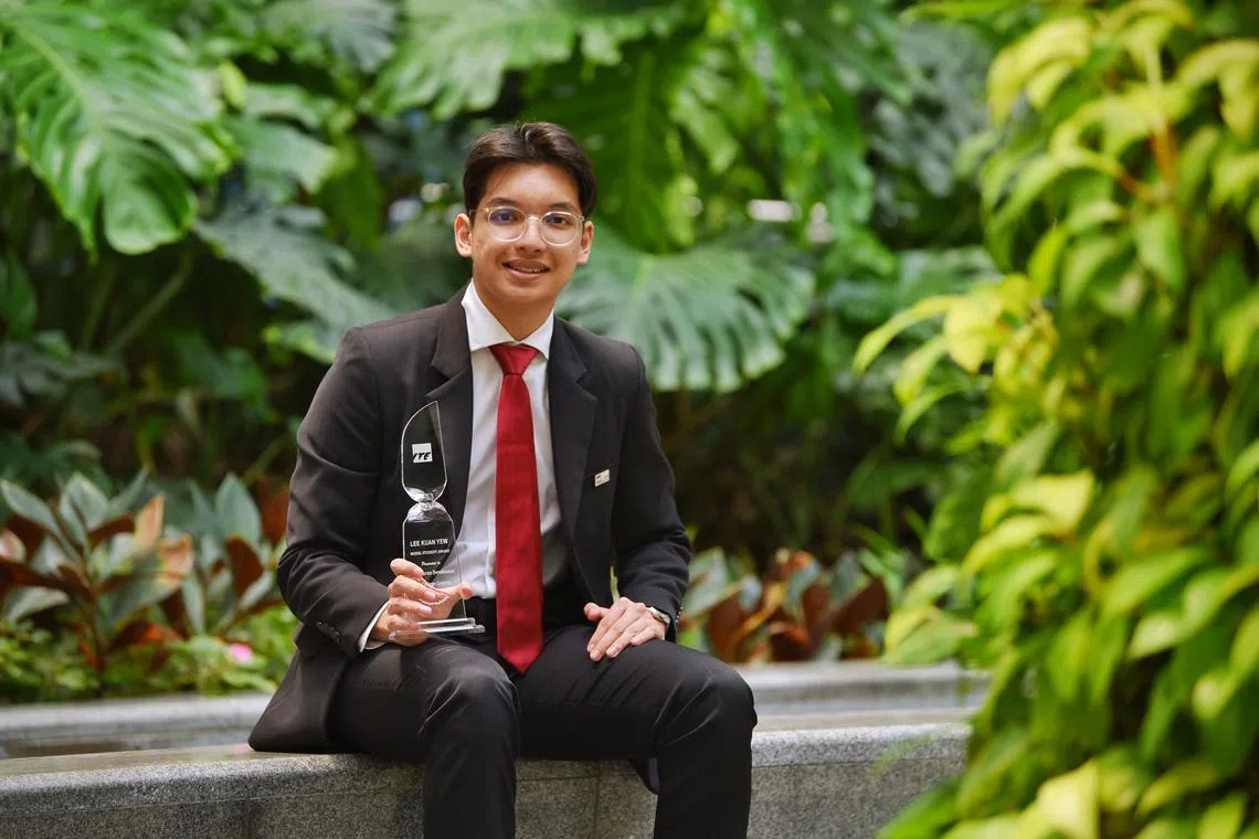 Mr Sujaysharan Devakumar, one of the recipients of the Lee Kuan Yew Model Student or Trainee Awards at the ITE's annual Student Achievers Awards in May.