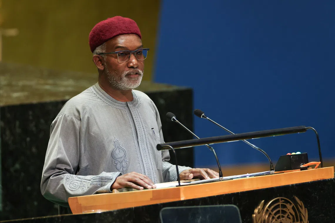 Nigeria's Minister for Foreign Affairs Yusuf Maitama Tuggar addresses the \"Summit of the Future\" in the General Assembly Hall of the United Nations Headquarters in New York City, U.S., September 22, 2024. REUTERS/Caitlin Ochs