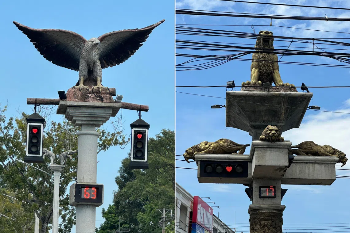 The signals were installed in celebration of Valentine's Day.