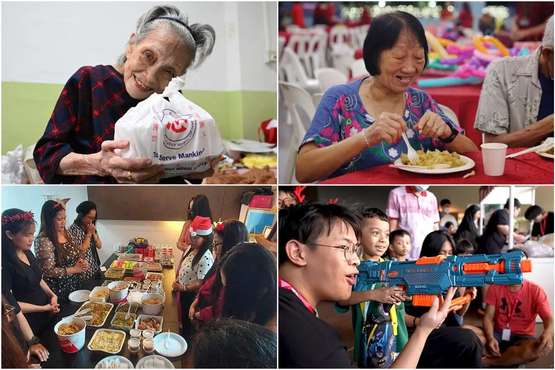 Community organisations are putting festive flourishes on free meals to spread holiday cheer.