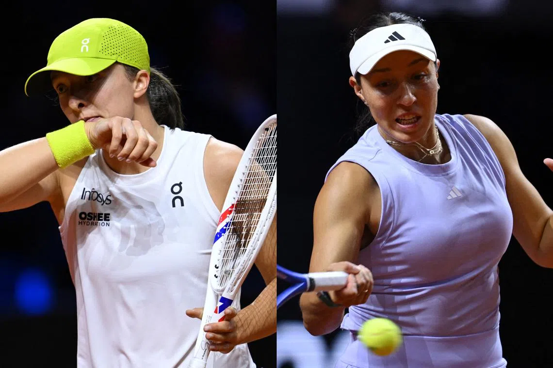World number two Iga Swiatek (left) and third-ranked Jessica Pegula were knocked out of the Stuttgart Open quarter-finals on April 19.
