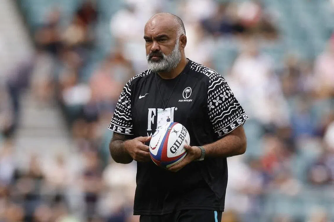 FILE PHOTO-Rugby Union -  England v Fiji - World Cup Warm Up - Twickenham Stadium, London, Britain - August 26, 2023 Fiji head coach Simon Raiwalui during the warm up before the match Action Images via Reuters/Andrew Couldridge/File Photo