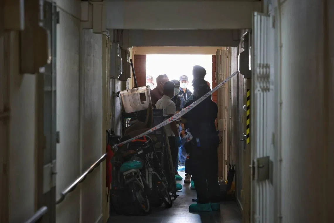 The police said they were alerted to a murder case at a residential unit at Redhill Close in Bukit Merah at 10.50am on Friday.